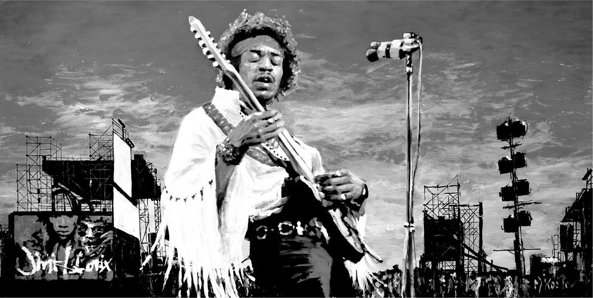 Jimi Hendrix black & white - www.TimeArt.co.uk